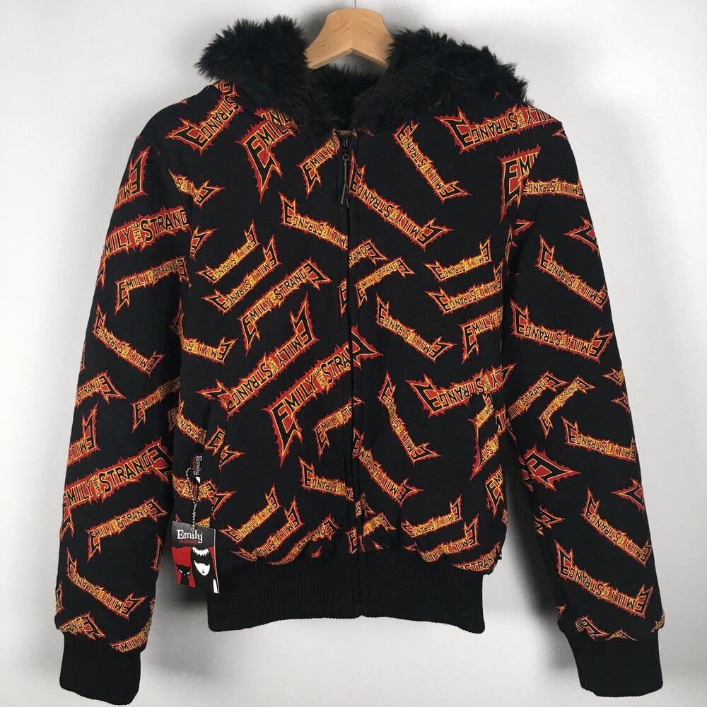 Rare 2008 Emily The Strange Bomber Coat Mall Goth Emo Vintage Hot Topic Jacket